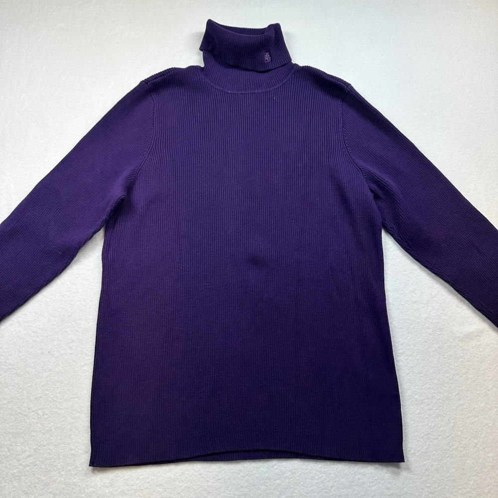 Lauren Ralph Lauren Purple Cotton‎ Turtleneck Sweater Women's XL Long Sleeve